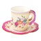 Floral Paper Teacups with Saucers – Set of 12 for Tea Party Decor